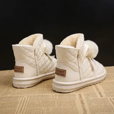 可爱棉鞋女外穿2023冬季新款毛球防滑厚底加绒加厚防滑保暖雪地靴图片