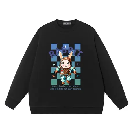 秀洛兔子宇航员太空nasa联名衣服卫衣男女长袖纯棉打底衫宽松春秋图片