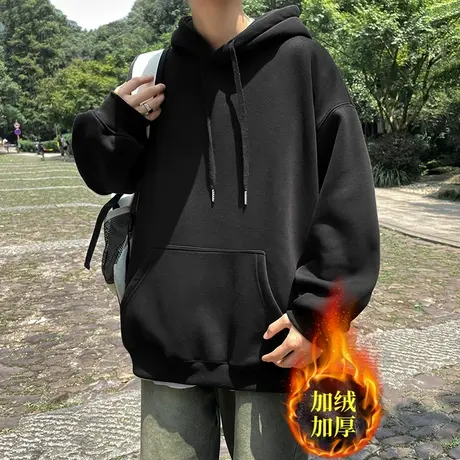 cityboy日系连帽卫衣男秋冬2023新款美式重磅外套潮牌加绒厚上衣图片