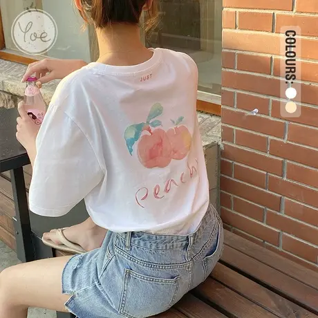 yoe白色短袖t恤女纯棉小众设计感减龄休闲内搭上衣体恤小清新夏装商品大图