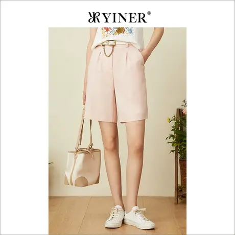 YINER音儿女装夏季直筒休闲西裤女薄款西装短裤商品大图
