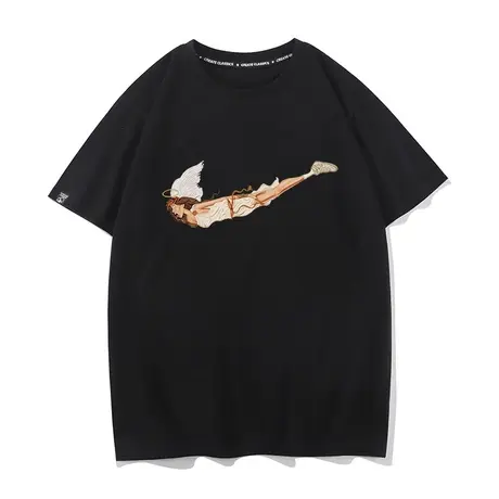 秀洛恶搞设计师潮牌坠落天使logo夏季新款短袖T恤男女半袖打底衫商品大图