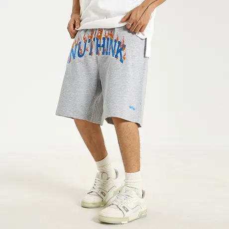Nuthink男裤2023新款潮牌国潮刺绣字母5分短裤夏男休闲宽松五分裤商品大图