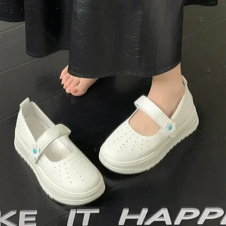 护士鞋女软底透气不累脚夏季镂空平底透气防滑舒适厚底医护工作鞋商品大图