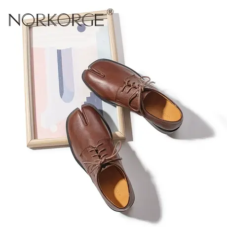 复古棕色系带单鞋商品大图