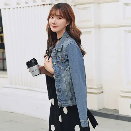 ins春秋新款修身短款牛仔褂外套女网红显瘦百搭上衣服潮怀旧1图片