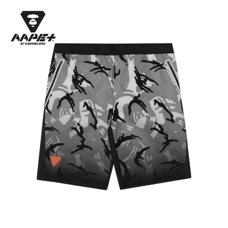 AAPE+运动男装春夏字母印花撞色拼接渐变迷彩潮流短裤6769XAG商品大图