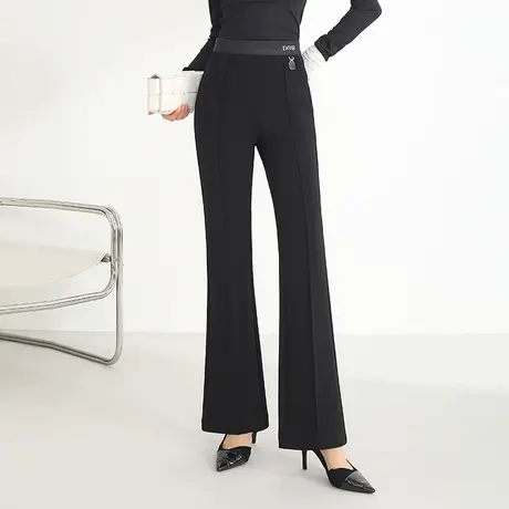 时尚坠感微喇裤女2023秋季新款气质显瘦设计感中缝高腰喇叭长裤子商品大图