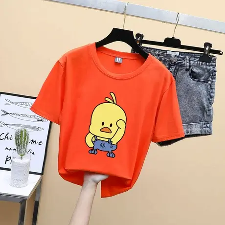 2023春装ins短袖纯棉T恤女宽松韩版夏季新款特大码胖mm半袖上衣潮商品大图