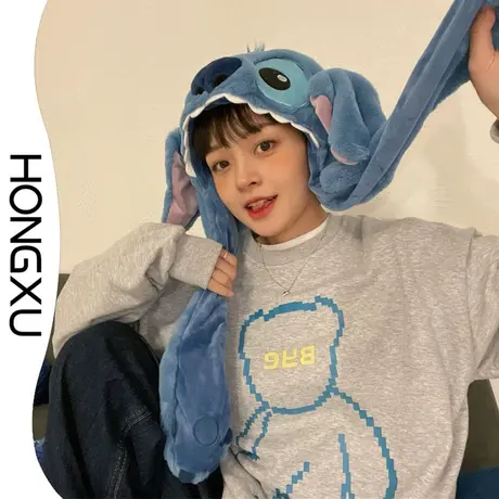 红续2023新款秋冬圆领卫衣可爱小熊字母印花宽松又显瘦的女生上衣图片