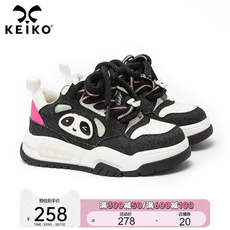 KEIKO 牛皮+牛仔拼色休闲板鞋女2023新款复古厚底运动面包鞋潮鞋图片