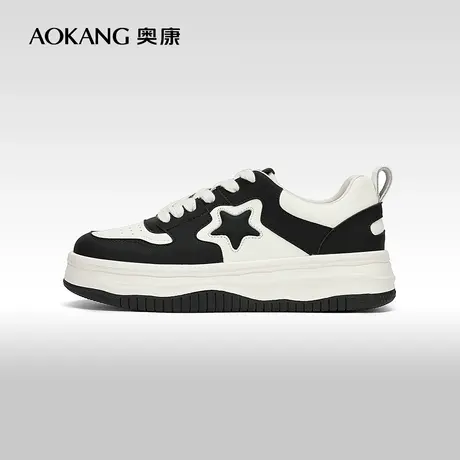 【门店发货】奥康女鞋 春秋季新款时尚舒适平底小白鞋滑板鞋潮商品大图