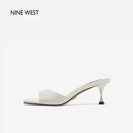 Nine West/玖熙方头一字拖高跟女夏季新款细跟外穿优雅漆皮拖鞋商品大图