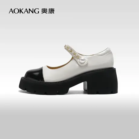 奥康女鞋 春秋季新款时尚休闲百搭单鞋玛丽珍厚底时装单鞋舒适图片