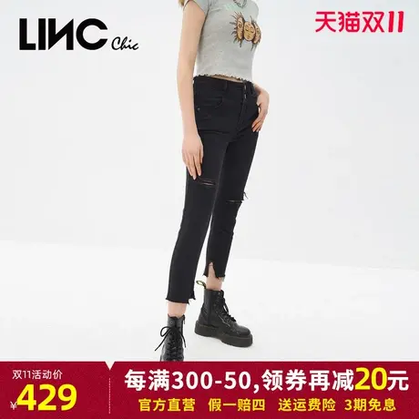 商场同款LINC金羽杰2023年秋季新款弹力修身高腰铅笔裤小脚裤女商品大图