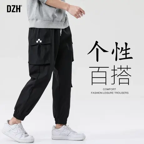 男士黑色工装裤子男春夏潮牌男裤2023年新款宽松束脚裤美式机能裤商品大图