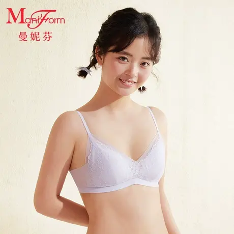【四阶段】曼妮芬法式三角杯蕾丝无钢圈薄款少女大学生舒适内衣商品大图
