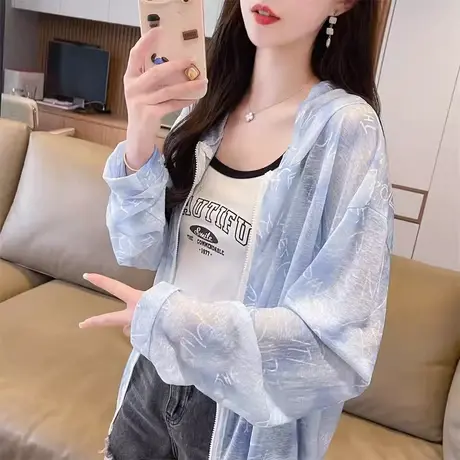 户外透气轻薄防晒衣女夏季韩版宽松大码女装冰丝薄款百搭开衫外套商品大图