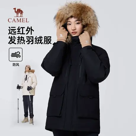 骆驼女装工装派克貉子毛系列2024秋冬新款加厚外套防泼水羽绒服男商品大图