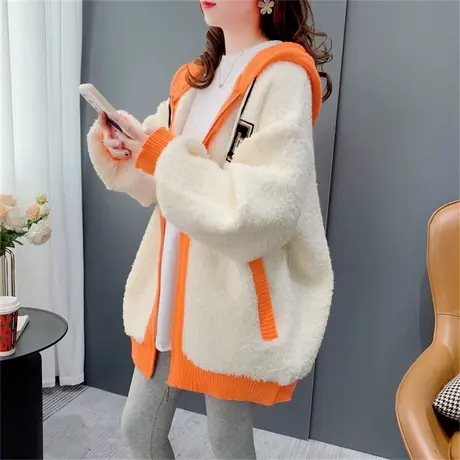 羊羔毛加厚毛衣外套女秋冬2022年新款韩版宽松设计感百搭开衫上衣商品大图