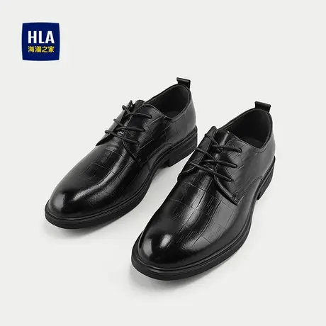HLA/海澜之家软底软面商务正装皮鞋25新款舒适透气牛皮革德比鞋男商品大图