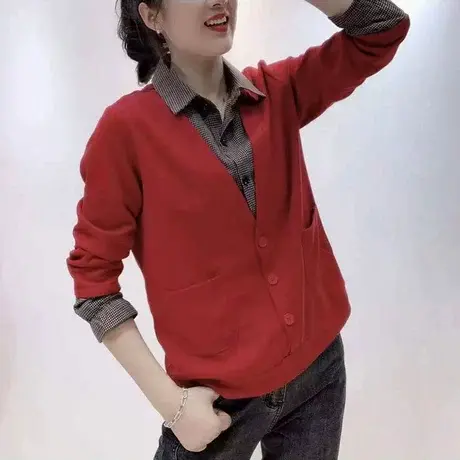 春秋时尚长袖衬衣内搭纯色打底衫女卫衣洋气假两件女装上衣小衫潮图片