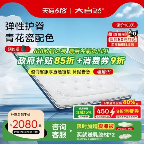 【国风瓷】大自然官方山棕垫老人家用乳胶床垫透气护脊1.8米软硬商品大图