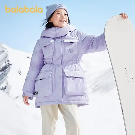 巴拉巴拉女童羽绒服冬季连帽23新款童装大童加厚外套商品大图