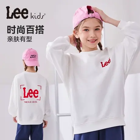 Lee童装女童卫衣2025新款女孩秋季字母上衣儿童春秋宽松白色长袖图片