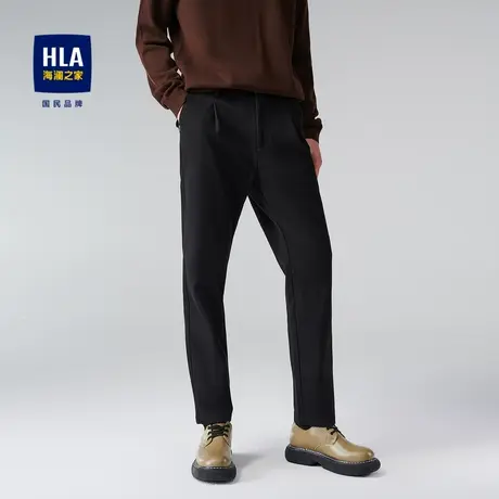 HLA/海澜之家三国系列松紧腰休闲裤2023春新款宽松直筒裤子男图片