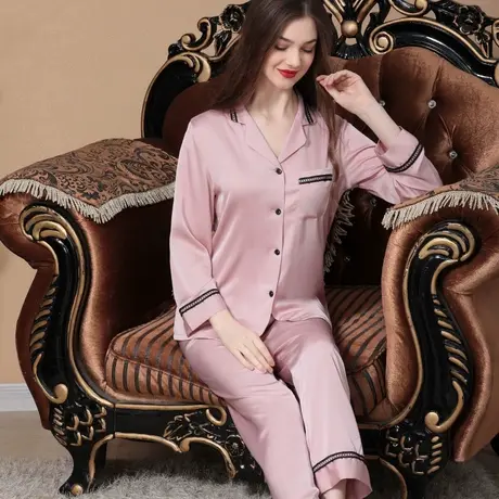 睡衣女春夏秋季2025年新款高级感真丝大码丝绸家居服性感冰丝套装商品大图