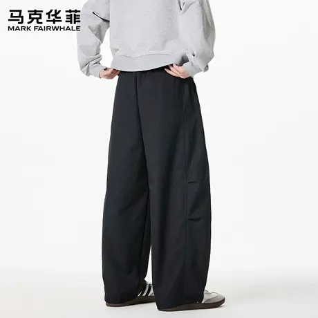 马克华菲松弛感复古裤子男款秋季2025新款黑色ins阔腿休闲裤你男商品大图