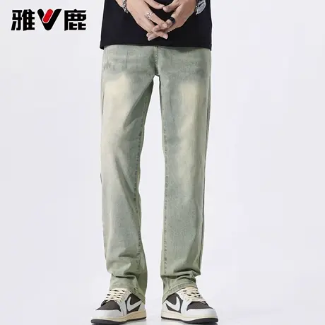 雅鹿牛仔裤男 2026春秋款水洗磨白牛仔裤复古时尚高级感休闲长裤商品大图