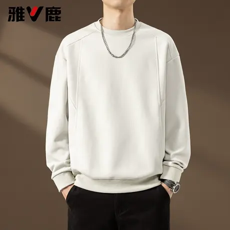 雅鹿2026春季新款高街美式圆领长袖卫衣男潮牌宽松百搭休闲打底衫商品大图