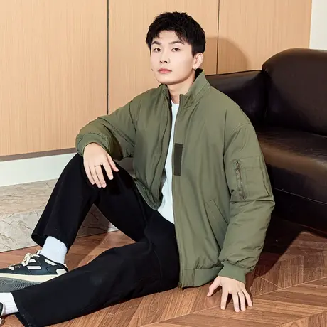 唐狮冬季新款男士棉服立领夹棉潮流飞行夹克短款保暖棉衣外套TD商品大图