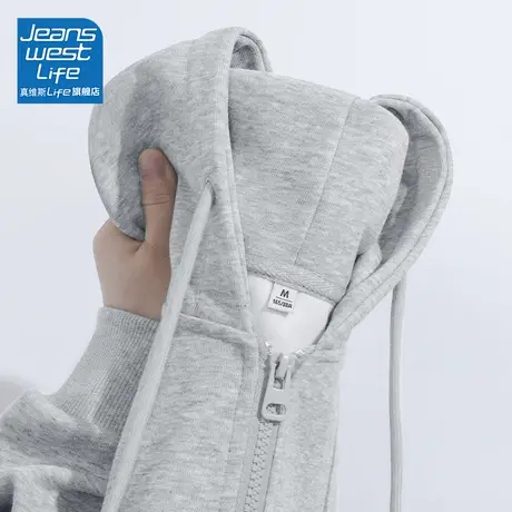 真维斯LIFE灰色卫衣2023秋季新款外套小个子宽松休闲情侣卫衣长袖图片