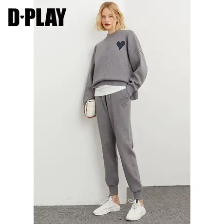 DPLAY德帕拉秋通勤时尚圆领电绣爱心针织衫圆领毛衫商品大图