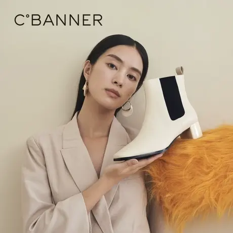 千百度女鞋冬季新款时装靴ins潮流复古切尔西靴烟筒靴短靴子时尚商品大图