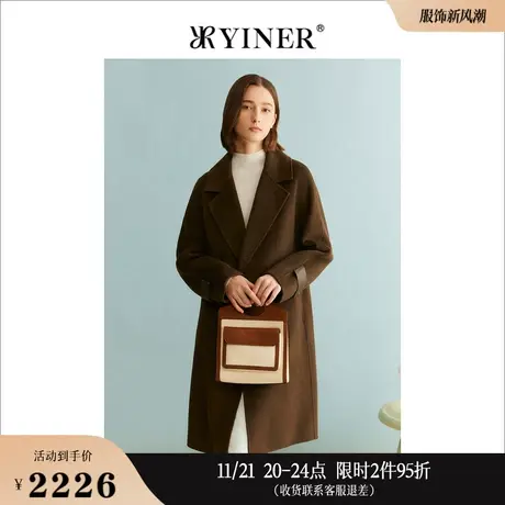 【绵羊毛+羊绒】YINER音儿专选女装冬季双面毛呢大衣外套商品大图