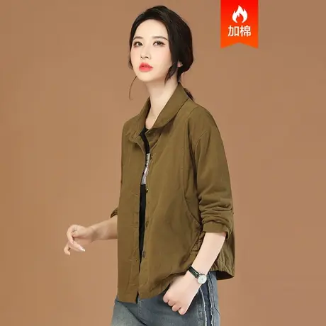 韩潮袭人秋冬新款洋气休闲棒球服加厚夹棉工装短外套女棉衣棉服图片