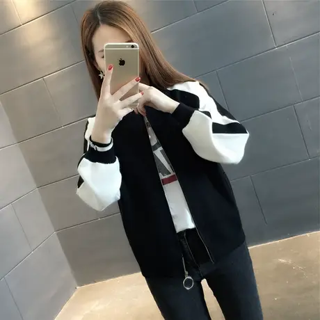 针织毛衣外套女开衫2023秋冬新款韩版宽松棒球服学生短外套潮图片