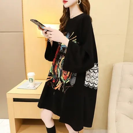 欧货大版卫衣女中长款2024新款春季爆款时尚洋气宽松春秋薄款外套商品大图