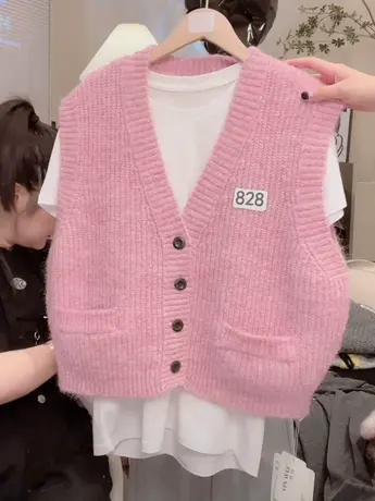 2023新款洋气马甲女韩系宽松时尚叠穿马夹开衫百搭针织毛衣背心潮图片