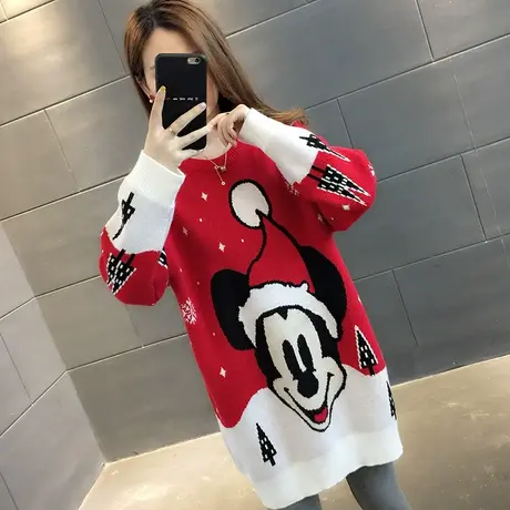 毛衣2024年新款女装秋冬季女士冬装圣诞毛衣宽松加厚打底衫中长款商品大图