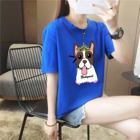 白色短袖t恤女纯棉2024年新款春夏宽松大码纯色上衣半袖打底ins潮商品大图