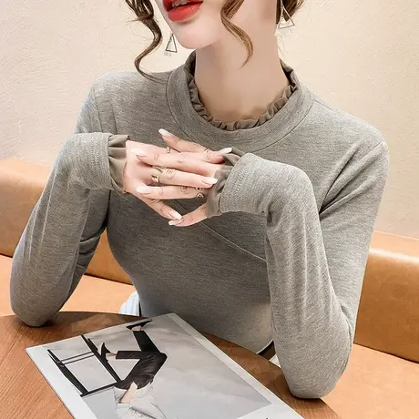半高领打底衫女2024春秋新款加厚德绒内搭上衣气质显瘦长袖T恤ins商品大图