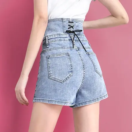 高腰牛仔短裤女潮显瘦春夏季2023年新款网红小众a字宽松直筒裤子图片