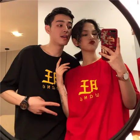 网红短袖t恤女2023宽松韩版情侣装夏装小众设计感ins超火上衣服潮商品大图