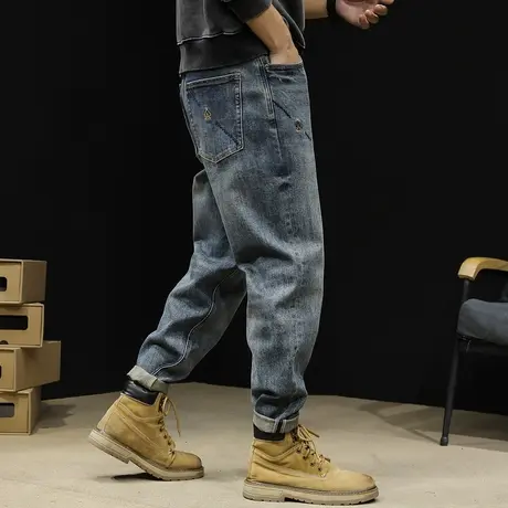 牛仔裤男秋冬男士弹力修身锥形男裤2023新款男款复古大码裤子秋季商品大图