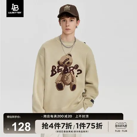 Lilbetter小熊毛衣男ins韩版新款秋冬国潮打底衫情侣装港风针织衫商品大图
